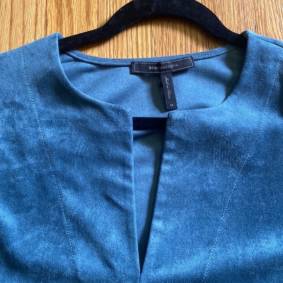 BCBG Max Azria blue suede dress size medium - Picture 2 of 6